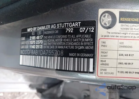 2013 Mercedes-Benz C 300 Sport 4Matic из США, поврежденный, VIN WDDGF8AB1DA755708